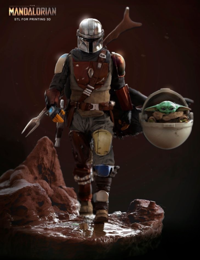 manda.png Mandalorian diorama 3d printing stl files - Image 1