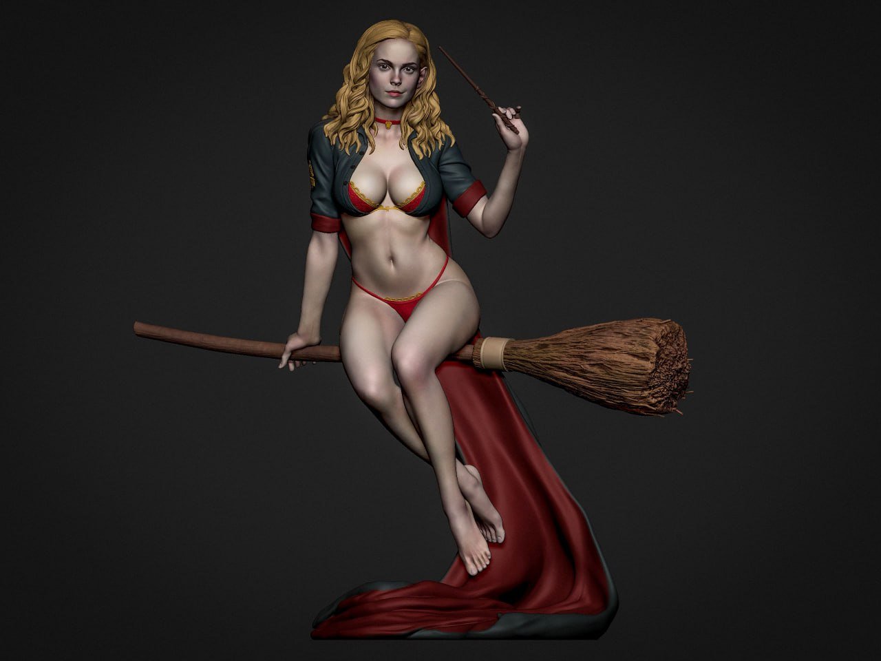 photo_5073396278808914758_y.jpg Hermione on broom 3d printing stl files - Image 1