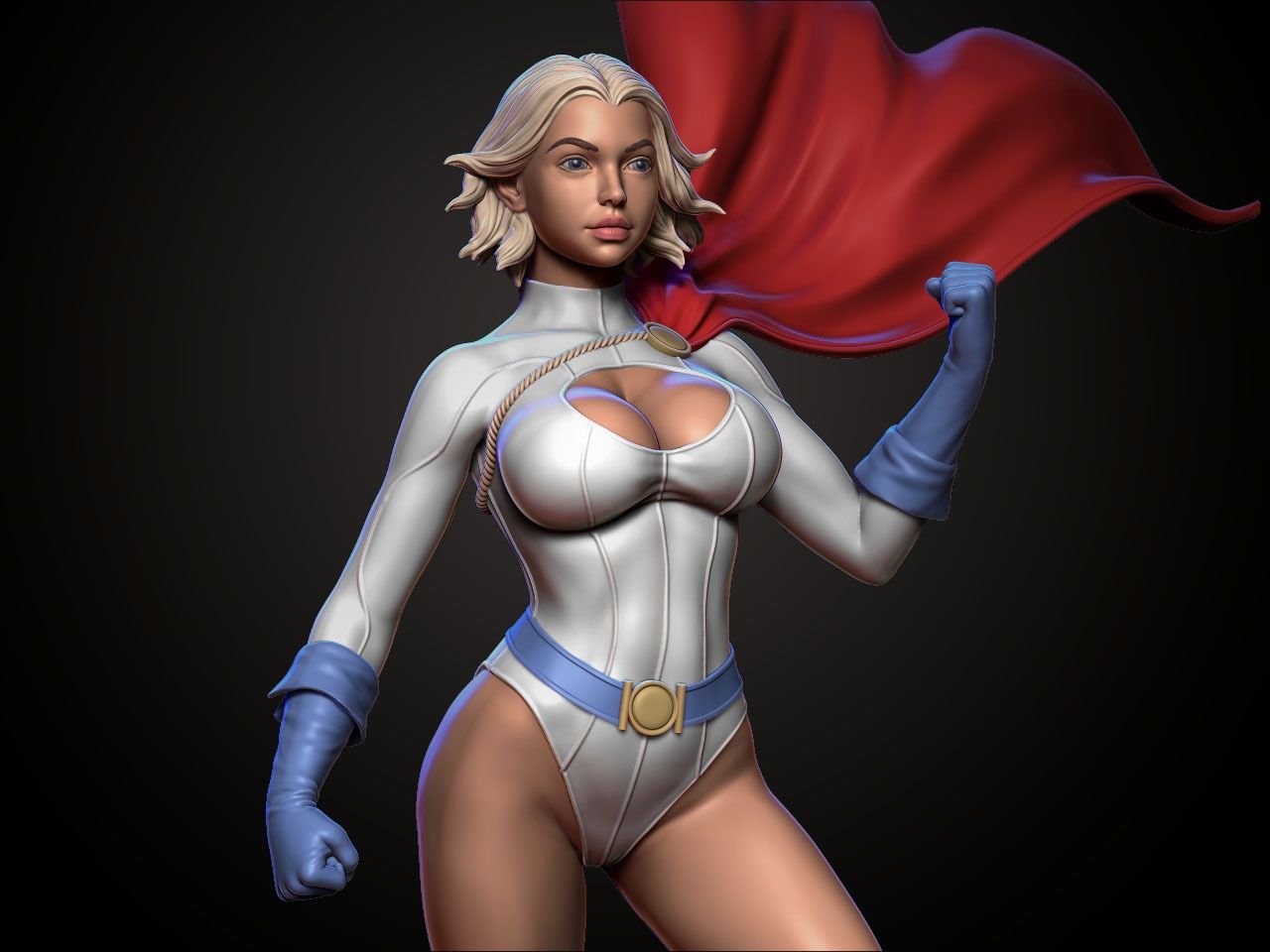 power-girl-3d-model-obj-fbx-ma-stl-dae-ztl.jpg Power Girl 3D print model - Image 1
